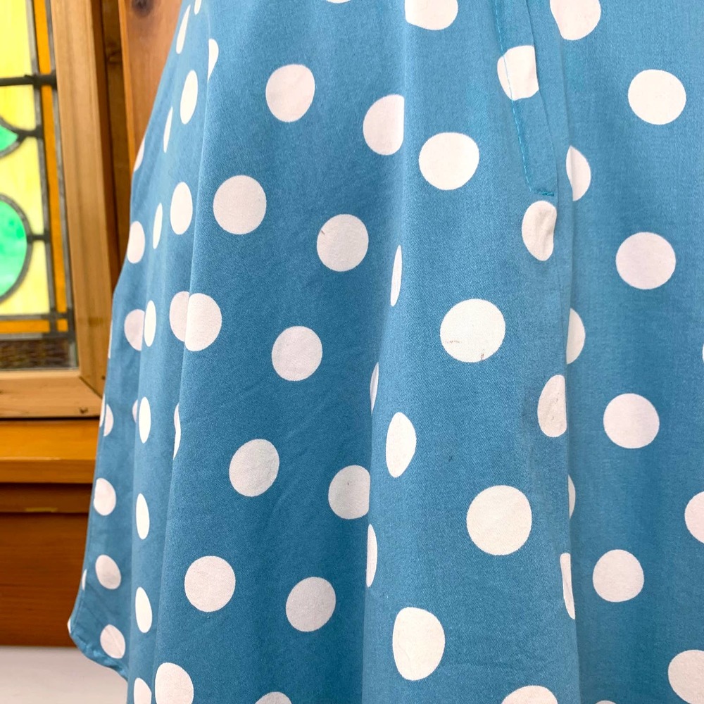 Vintage 90s Pinup Rockabilly Polka-dot Mini USA Made Dress - Picture 9 of 10